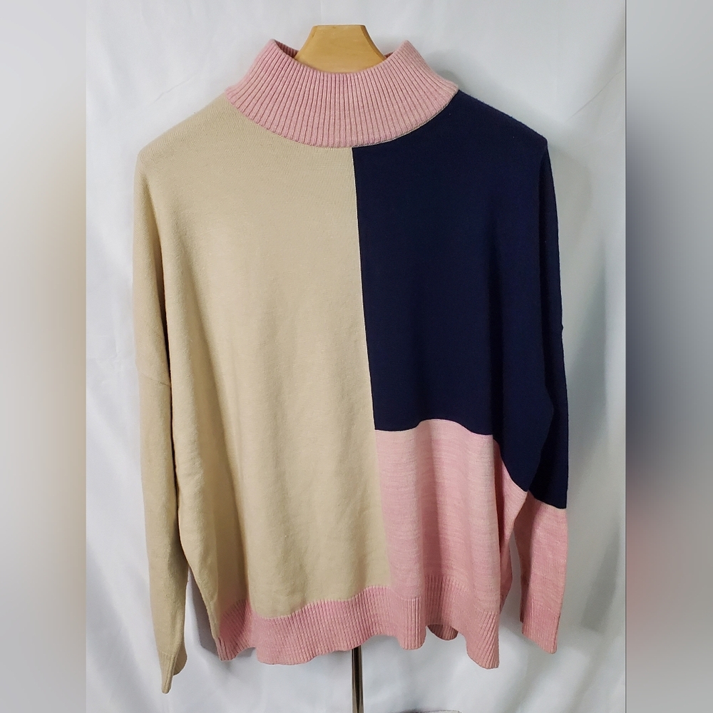 THML Color Block Turtleneck Sweater